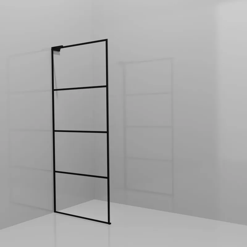 Balmani Modular douche à l‘italienne 90 x 200 cm, Lined, avec coating, Profil Noir mat avec L-Shape