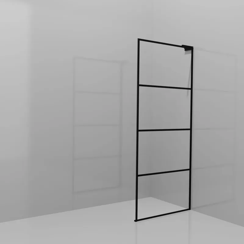 Balmani Modular douche à l‘italienne 90 x 200 cm, Lined, avec coating, Profil Noir mat avec L-Shape