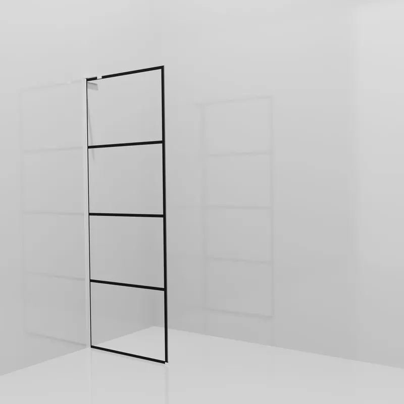 Balmani Modular douche à l‘italienne 80 x 200 cm, Lined, avec coating, Profil Chrome brillant avec L-Shape
