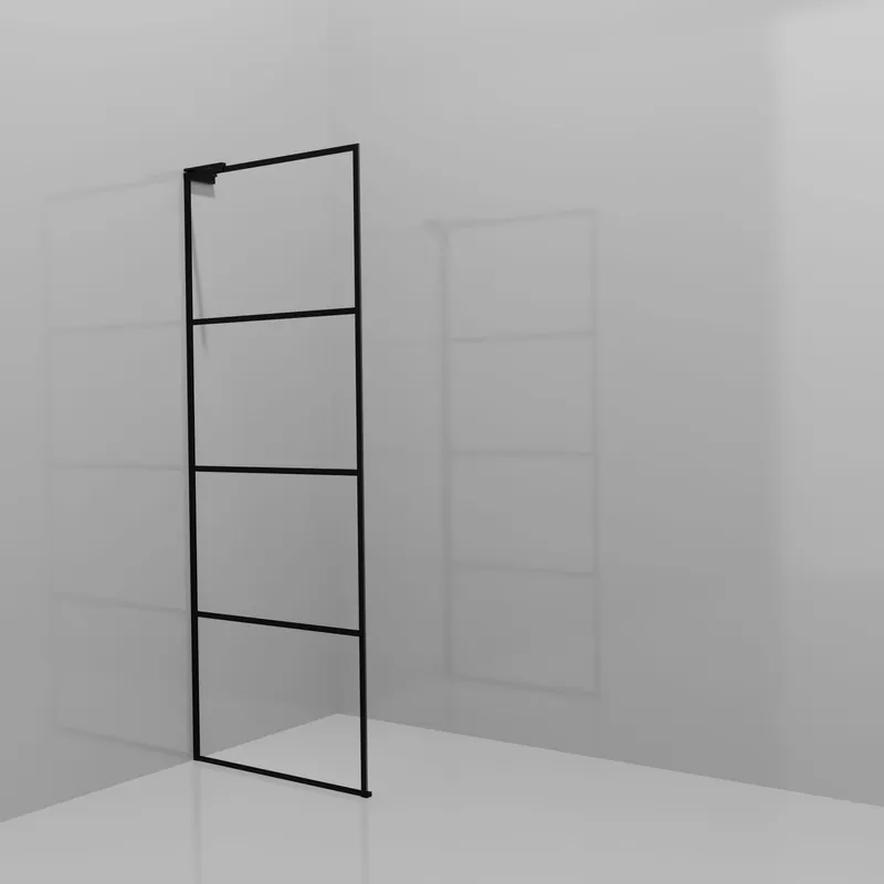 Balmani Modular douche à l‘italienne 80 x 200 cm, Lined, avec coating, Profil Noir mat avec L-Shape