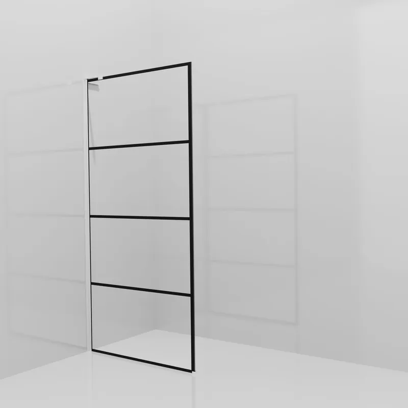 Balmani Modular douche à l‘italienne 100 x 200 cm, Lined, avec coating, Profil Chrome brillant avec L-Shape