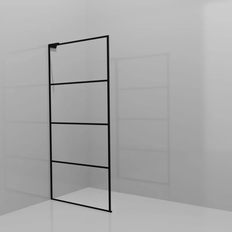 Balmani Modular douche à l‘italienne 100 x 200 cm, Lined, avec coating, Profil Noir mat avec L-Shape