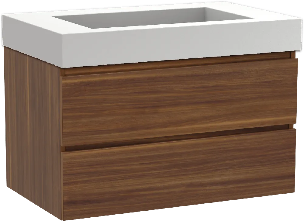 Balmani Lucida meuble salle de bains suspendu 90 x 55 cm noyer américain avec Modus plan simple en solid surface blanc mat