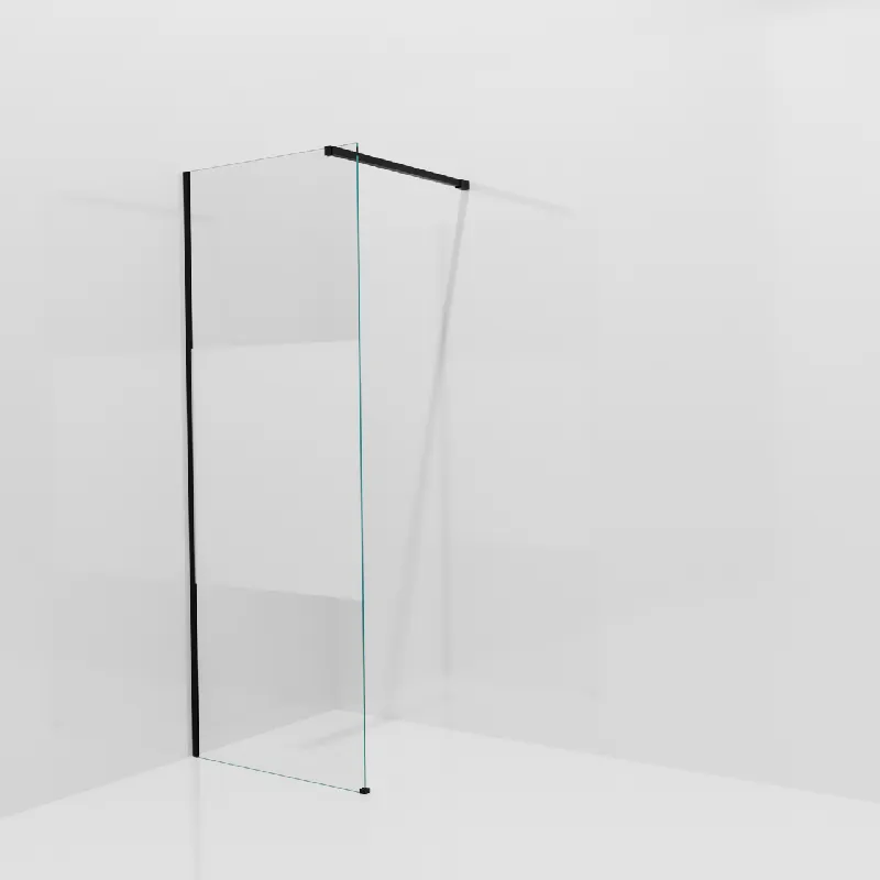 Balmani Modular douche à l‘italienne 80 x 200 cm, Verre transparent avec bande mate, avec coating, Profil Noir mat