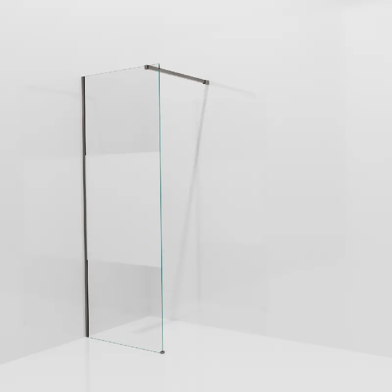 Balmani Modular douche à l‘italienne 80 x 200 cm, Verre transparent avec bande mate, avec coating, Profil Brushed GunMetal