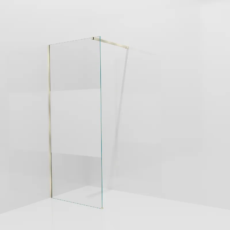 Balmani Modular douche à l‘italienne 90 x 200 cm, Verre transparent avec bande mate, avec coating, Profil Brushed Champagne Gold