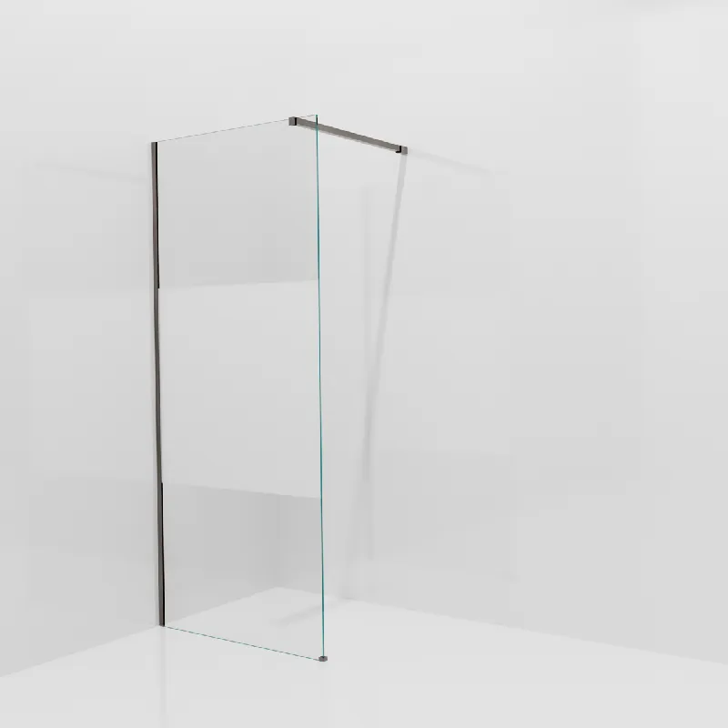 Balmani Modular douche à l‘italienne 90 x 200 cm, Verre transparent avec bande mate, avec coating, Profil Brushed GunMetal