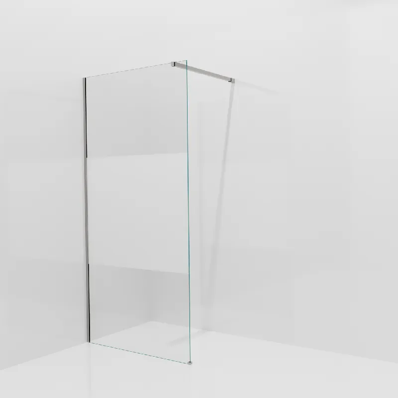 Balmani Modular douche à l‘italienne 100 x 200 cm, Verre transparent avec bande mate, avec coating, Profil Brushed Inox
