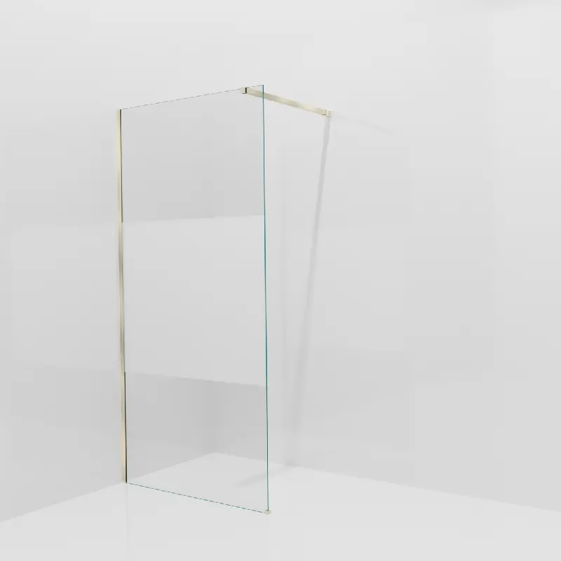 Balmani Modular douche à l‘italienne 100 x 200 cm, Verre transparent avec bande mate, avec coating, Profil Brushed Champagne Gold