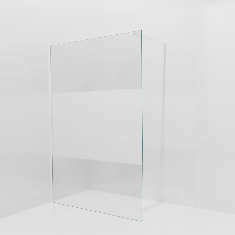 Balmani Modular douche à l‘italienne 140 x 200 cm, Verre transparent avec bande mate, avec coating, Profil Blanc mat