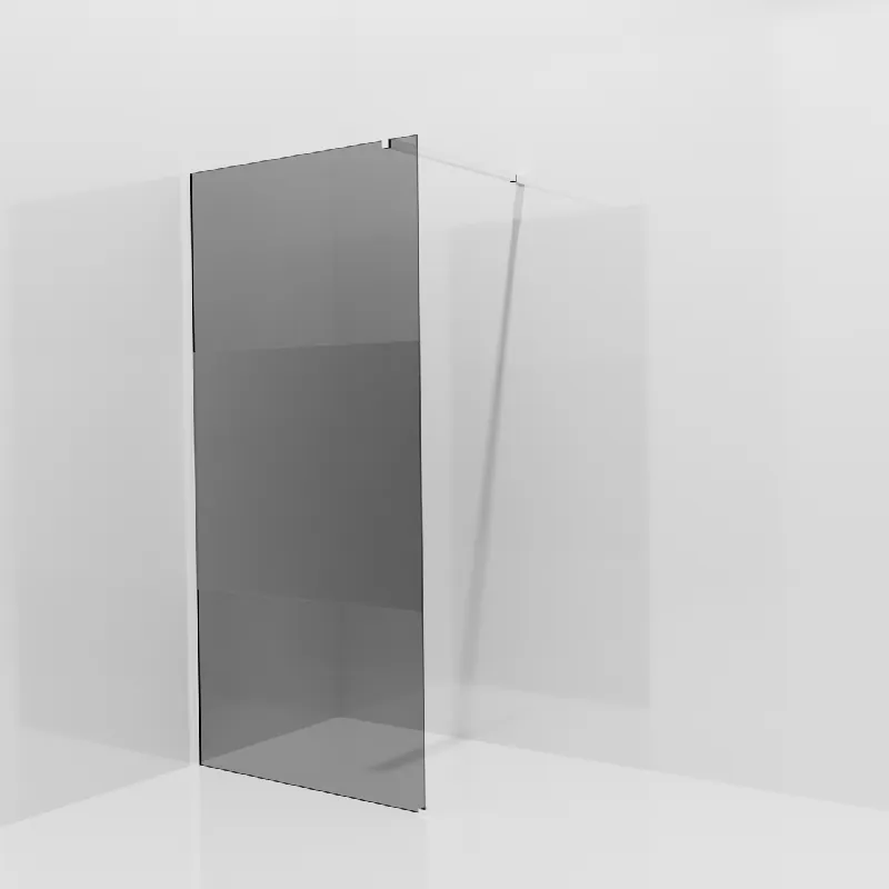 Balmani Modular douche à l‘italienne 100 x 200 cm, Verre fumé avec bande mate, avec coating, Profil Chrome brillant