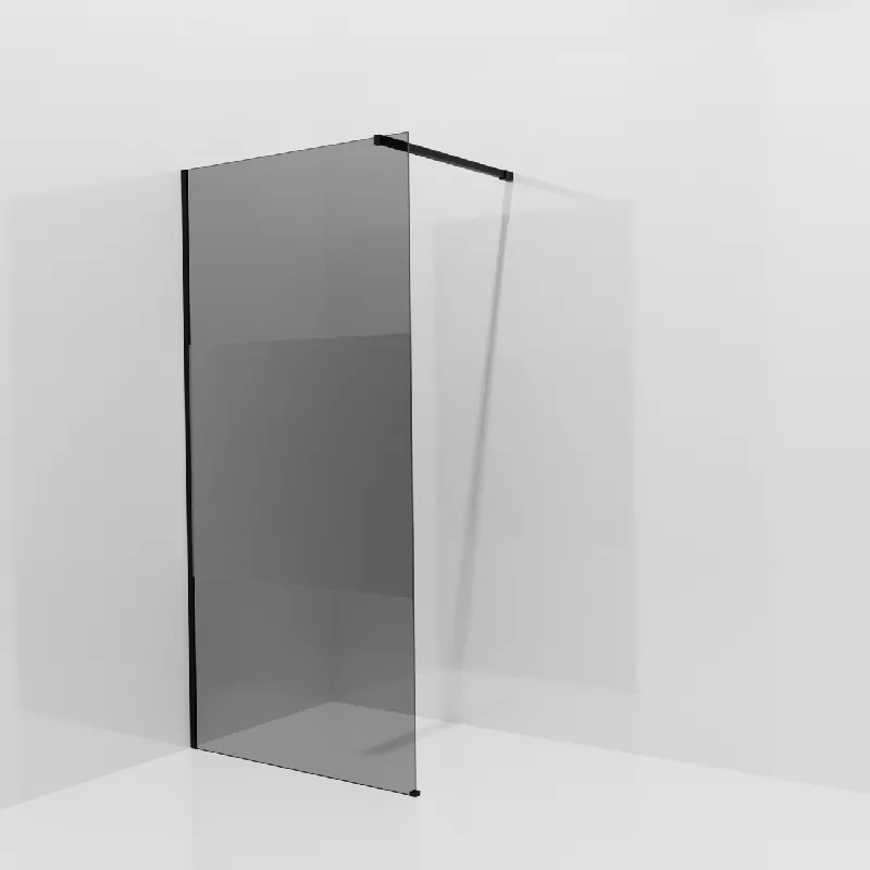 Balmani Modular douche à l‘italienne 100 x 200 cm, Verre fumé avec bande mate, avec coating, Profil Noir mat