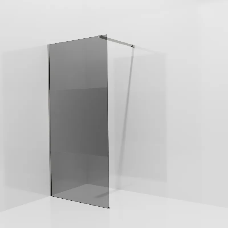 Balmani Modular douche à l‘italienne 100 x 200 cm, Verre fumé avec bande mate, avec coating, Profil Brushed Inox