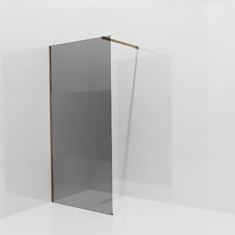 Balmani Modular douche à l‘italienne 100 x 200 cm, Verre fumé avec bande mate, avec coating, Profil Brushed Rosegold