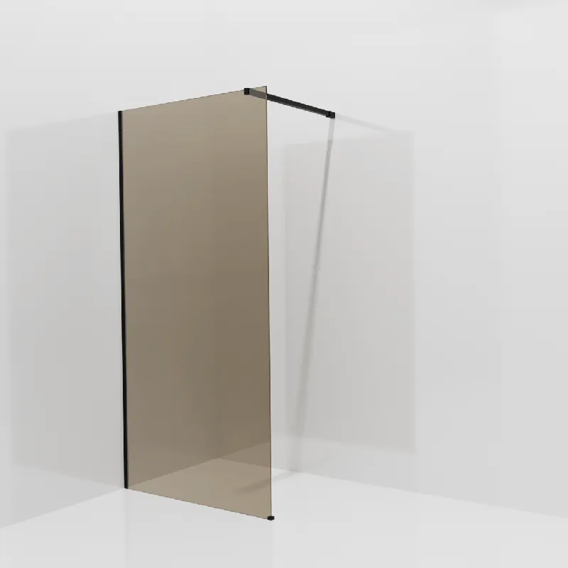 Balmani Modular douche à l‘italienne 100 x 200 cm, Verre bronze, avec coating, Profil Noir mat