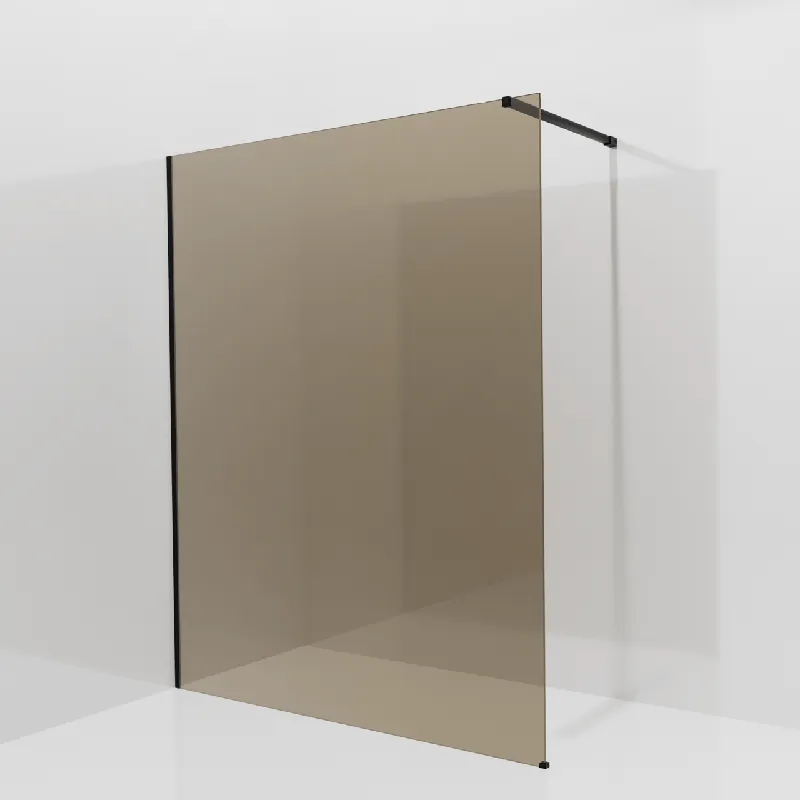 Balmani Modular douche à l‘italienne 160 x 200 cm, Verre bronze, avec coating, Profil Noir mat
