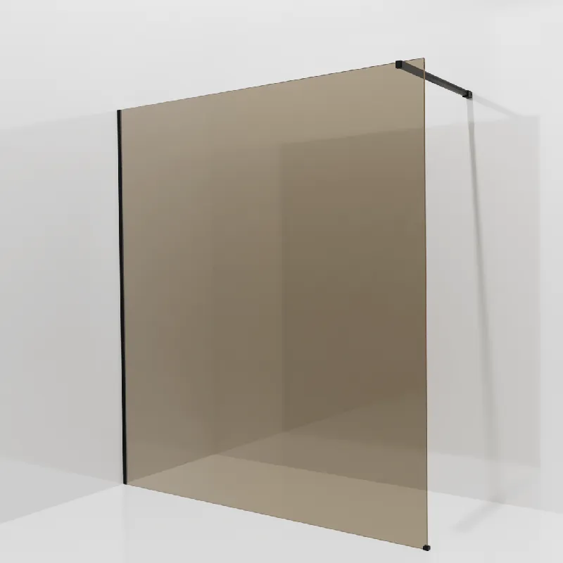 Balmani Modular douche à l‘italienne 180 x 200 cm, Verre bronze, avec coating, Profil Noir mat