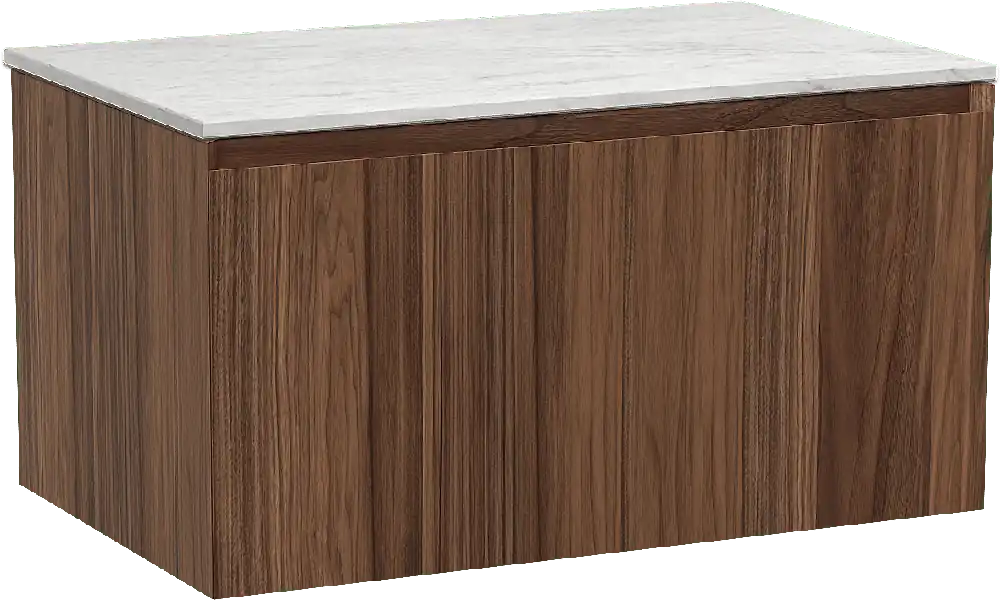 Balmani Idra by Mitra meuble salle de bains suspendu 90 x 55 cm noyer avec Stretto tablette simple en marbre carrare