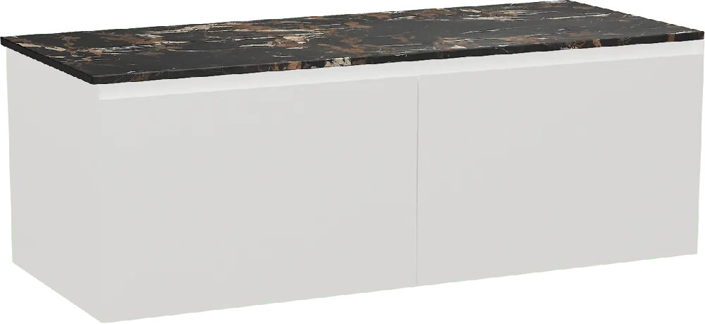 Balmani Idra by Mitra meuble salle de bains suspendu 135 x 55 cm blanc mat avec Stretto tablette simple ou double en marbre portoro gold
