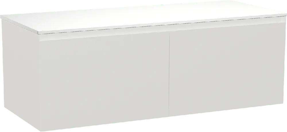 Balmani Idra by Mitra meuble salle de bains suspendu 135 x 55 cm blanc mat avec Stretto tablette simple ou double en solid surface blanc mat