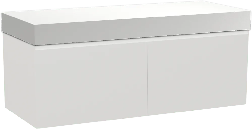 Balmani Idra by Mitra meuble salle de bains suspendu 135 x 55 cm blanc mat avec Dominus tablette simple ou double en solid surface blanc mat