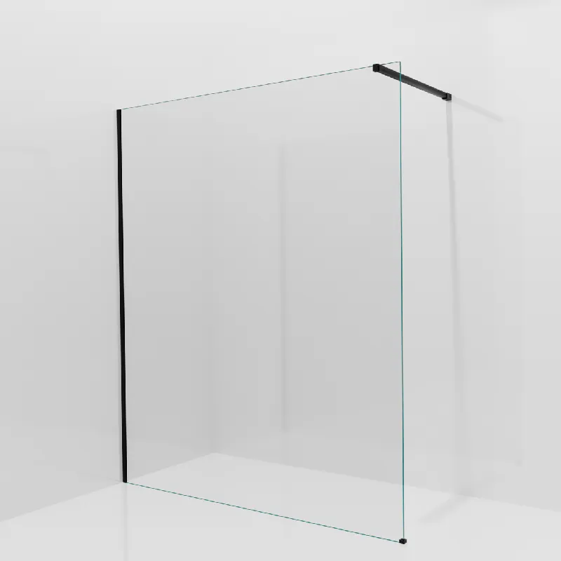Balmani Modular douche à l‘italienne 170 x 200 cm, Verre transparent, avec coating, Profil Noir mat