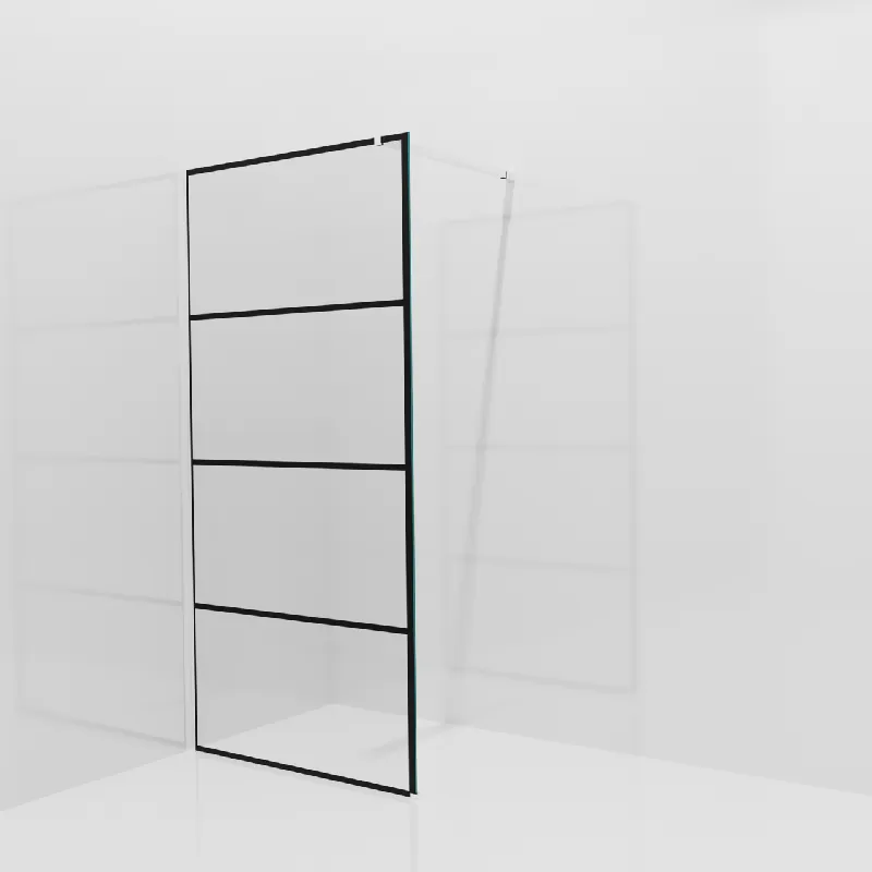 Balmani Modular douche à l‘italienne 100 x 200 cm, Lined, avec coating, Profil Chrome brillant