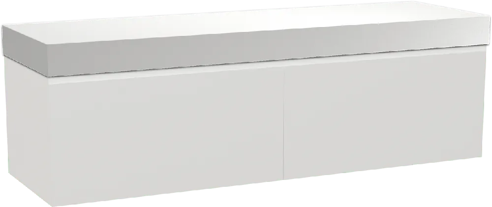 Balmani Idra by Mitra meuble salle de bains suspendu 180 x 55 cm blanc mat avec Dominus tablette simple ou double en solid surface blanc mat