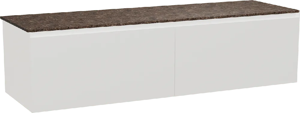 Balmani Idra by Mitra meuble salle de bains suspendu 180 x 55 cm blanc mat avec Stretto tablette simple ou double en marbre dark emperador
