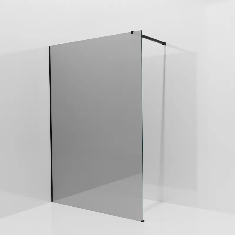 Balmani Modular douche à l‘italienne 140 x 200 cm, Verre miroir reflex, avec coating, Profil Noir mat