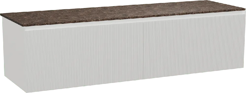 Balmani Fila by Mitra meuble salle de bains suspendu 180 x 55 cm blanc mat avec Stretto tablette simple ou double en marbre dark emperador, Nervure droite symétrique verticale