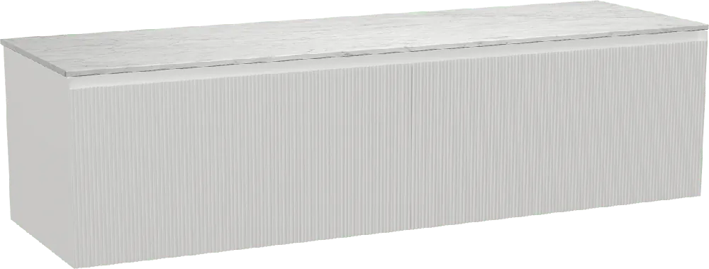 Balmani Fila by Mitra meuble salle de bains suspendu 180 x 55 cm blanc mat avec Stretto tablette simple ou double en marbre carrare, Nervure droite symétrique verticale