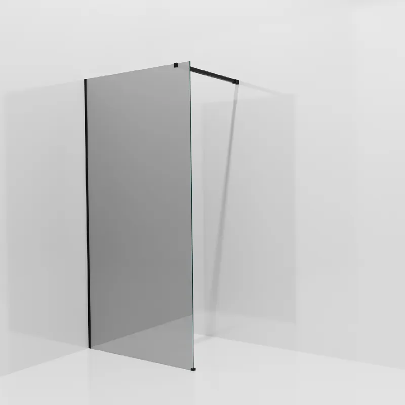 Balmani Modular douche à l‘italienne 100 x 200 cm, Verre miroir reflex, avec coating, Profil Noir mat