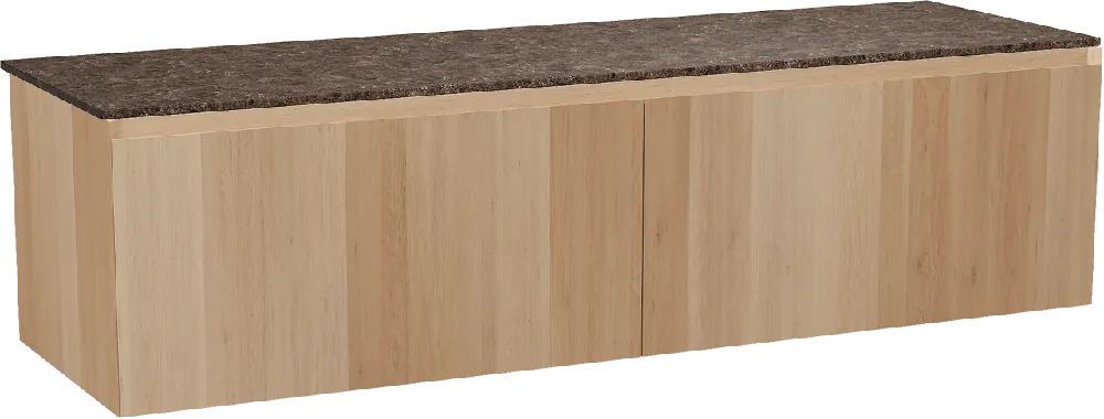 Balmani Idra by Mitra meuble salle de bains suspendu 180 x 55 cm chêne naturel avec Stretto tablette simple ou double en marbre dark emperador