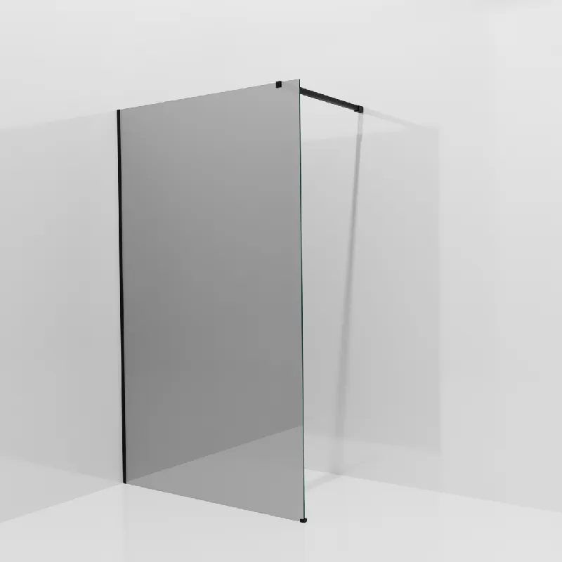 Balmani Modular douche à l‘italienne 120 x 200 cm, Verre miroir reflex, avec coating, Profil Noir mat