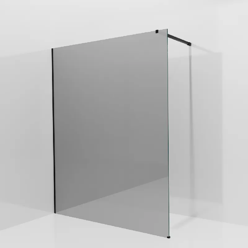 Balmani Modular douche à l‘italienne 160 x 200 cm, Verre miroir reflex, avec coating, Profil Noir mat