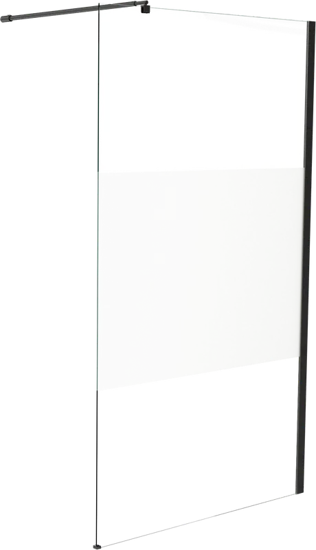 Linie Walk-In douche à l‘italienne 100 x 200 cm verre transparent avec bande mate profil noir mat
