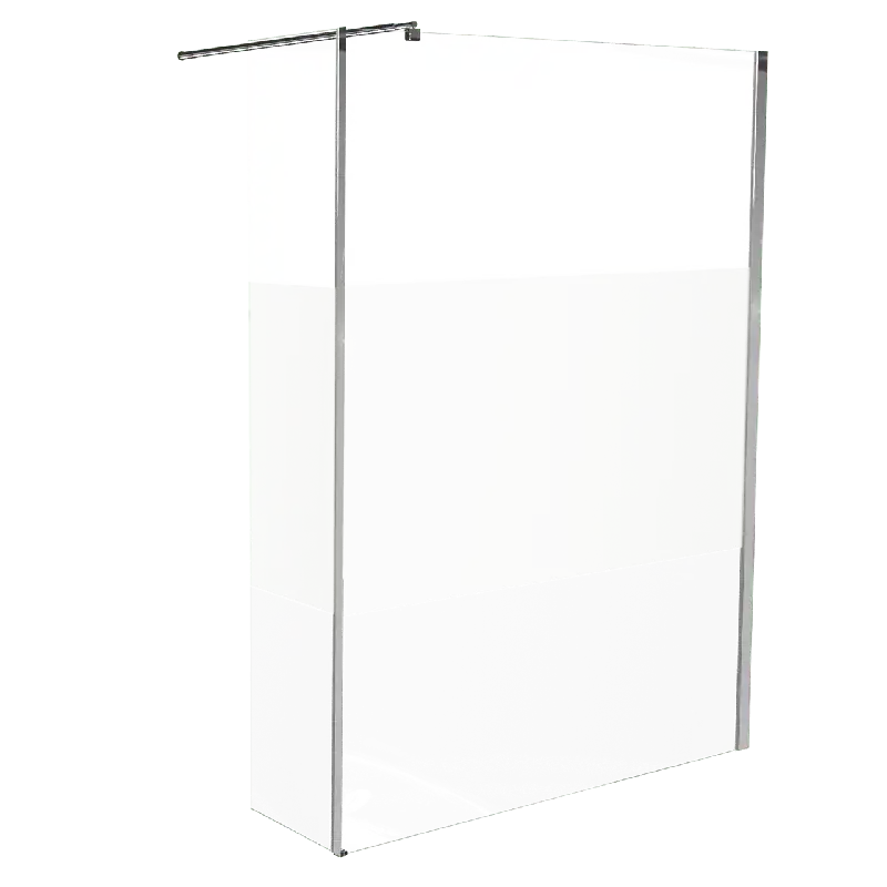 Linie Walk-in douche à l‘italienne avec paroi latérale fixe 116x 200 cm verre transparent avec bande mate profil chrome brillant
