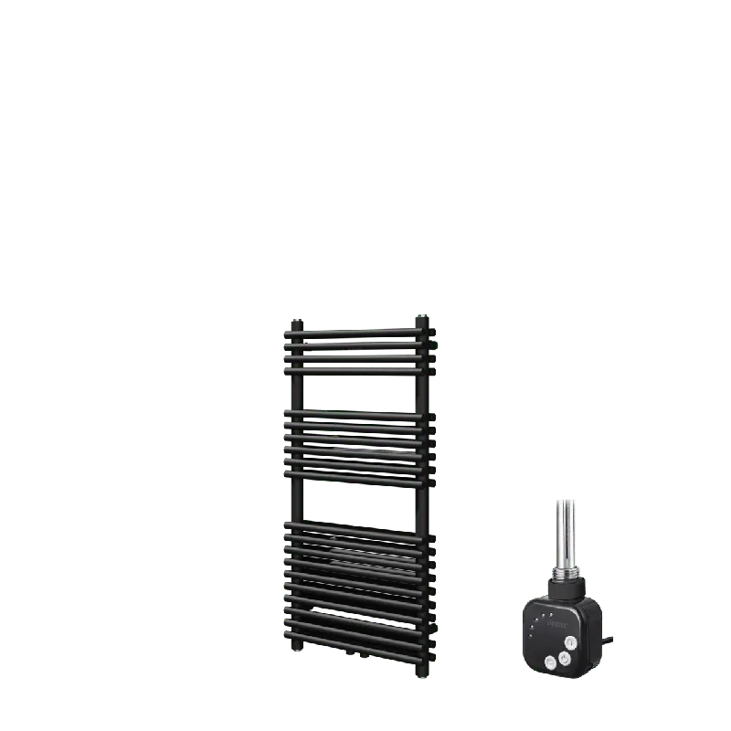 Vipera Alegria sèche-serviettes Doublé 50 x 100 cm chauffage électrique noir mat raccordement latéral et central possible 800W, résistance incluse