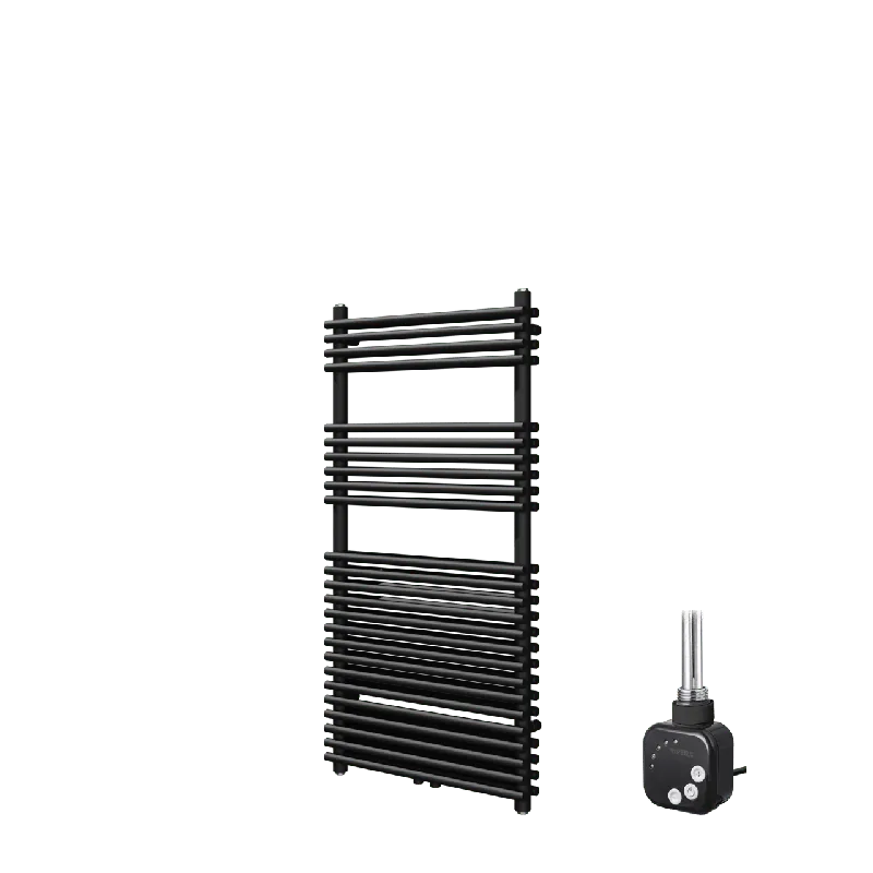 Vipera Alegria sèche-serviettes Doublé 60 x 120 cm chauffage électrique noir mat raccordement latéral et central possible 1000W, résistance incluse