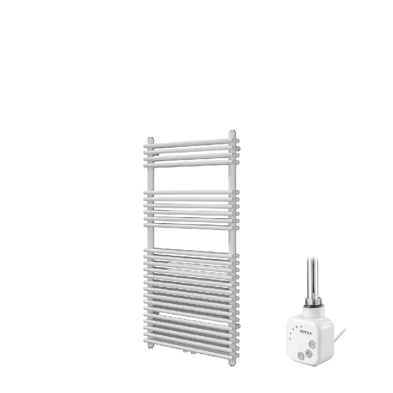Vipera Alegria sèche-serviettes Doublé 60 x 120 cm chauffage électrique blanc brillant raccordement latéral et central possible 1000W, résistance incluse