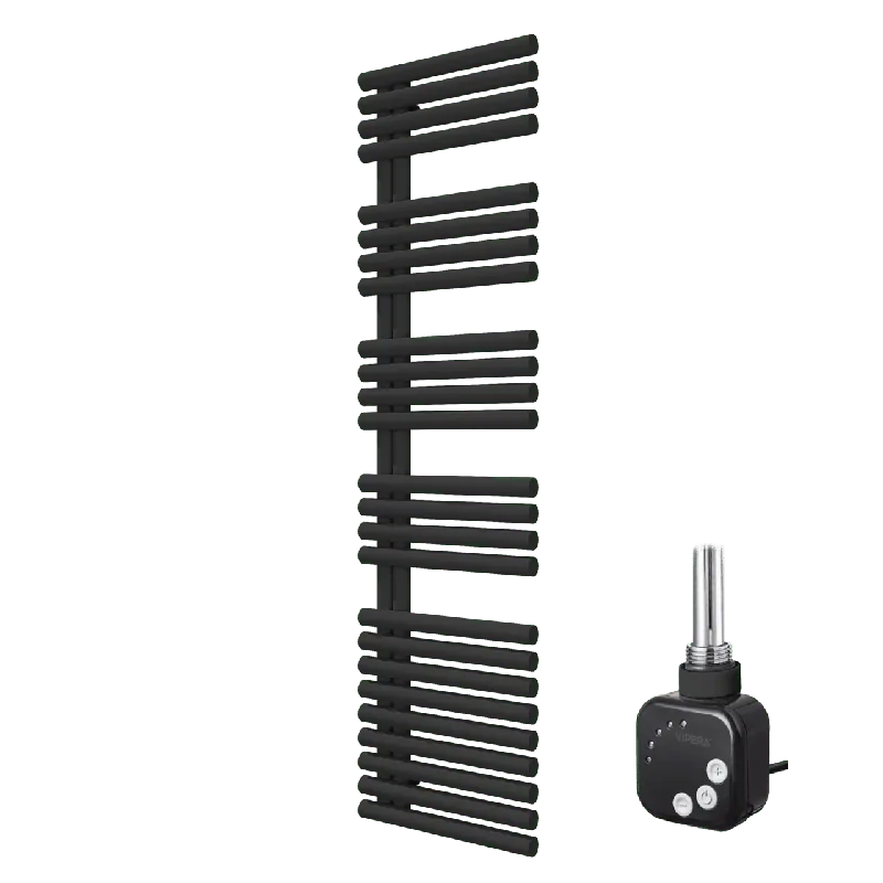 Vipera Avila sèche-serviettes Simple 50 x 187 cm chauffage électrique noir mat raccordement central 800W, résistance incluse