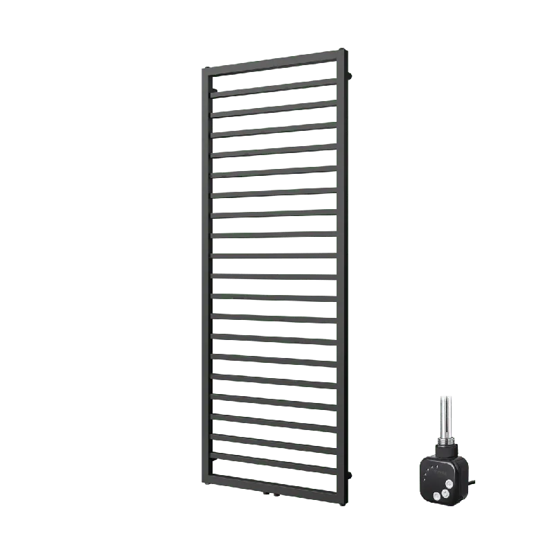 Vipera Listona sèche-serviettes Simple 60 x 180 cm chauffage électrique noir mat raccordement latéral et central possible 800W, résistance incluse
