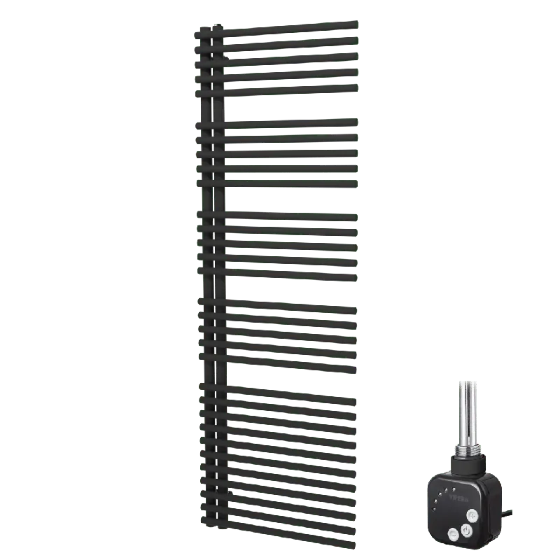 Vipera Nevada sèche-serviettes Simple 60 x 180 cm chauffage électrique noir mat raccordement central 800W, résistance incluse
