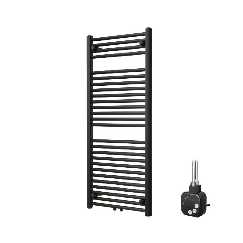 Vipera Kanza sèche-serviettes Simple 50 x 120 cm chauffage électrique noir mat raccordement latéral et central possible 500W, résistance incluse