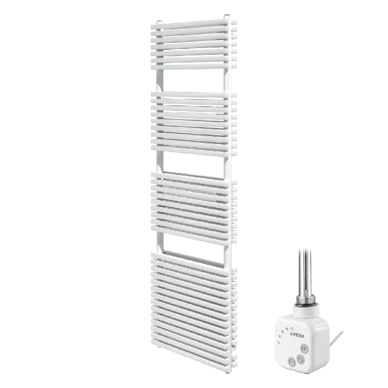 Vipera Vesuvio sèche-serviettes Doublé 50 x 180 cm chauffage électrique blanc mat raccordement latéral et central possible 1.500W, résistance incluse