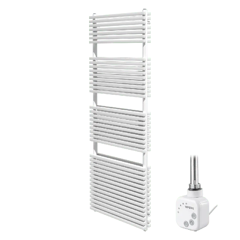 Vipera Vesuvio sèche-serviettes Doublé 60 x 180 cm chauffage électrique blanc mat raccordement latéral et central possible 1500W, résistance incluse