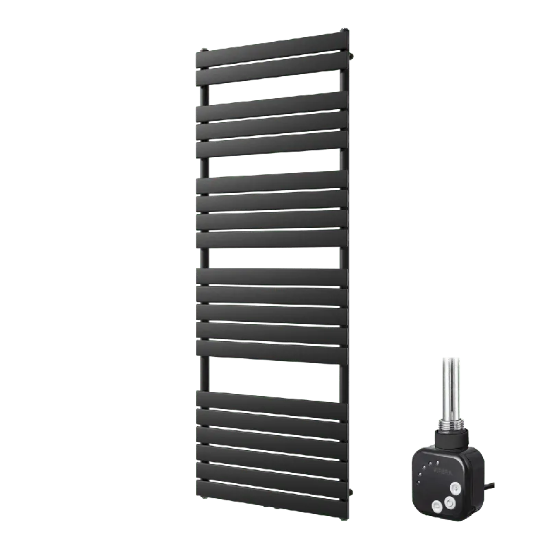 Vipera Vulcan sèche-serviettes Simple 70 x 190 cm chauffage électrique noir mat raccordement latéral et central possible 1200W, résistance incluse