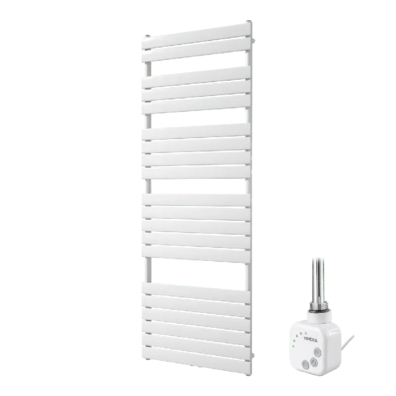 Vipera Vulcan sèche-serviettes Simple 70 x 190 cm chauffage électrique blanc brillant raccordement latéral et central possible 1200W, résistance incluse