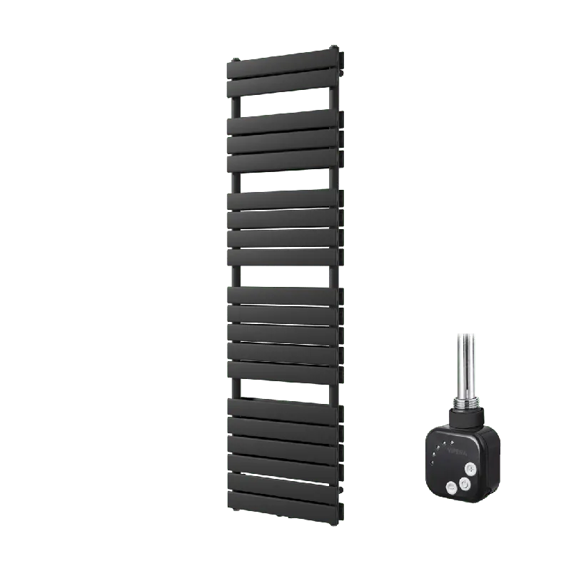 Vipera Vulcan sèche-serviettes Doublé 50 x 183,5 cm chauffage électrique noir mat raccordement latéral et central possible 1200W, résistance incluse